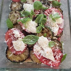 Cooked courgettes with little stock as well as oil.  Only used 2 courgettes but twice as much cheese!