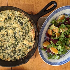 I'm not gonna lie, I made this with canned beets. Used arugula. This was great!!