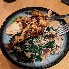 Didn't use light soy sauce just less dark. Used wild rice not white rice. Easy to make