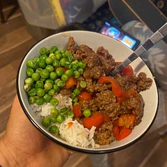 Easy, most ingredients are pantry staples if often cook asian food. Served with rice and peas for some green!