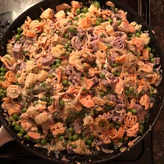 Delicious! We baked the salmon instead of steaming it and it was amazing. Doubled the peas and added pepper flakes as well.
