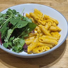 I put a pinch of sugar in as my pumpkin was not sweet. Way too much pasta for 4 portions, maybe right for 6