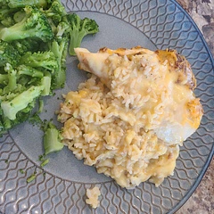 Absolutely delicious and savory. The creamy and cheesiness makes it pair very well with broccoli. Definitely a new go-to recipe that could be made the night before and pop in the oven for a next day's meal!