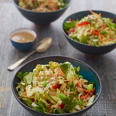 Crunch, tangy, peanutty.  Just like the CPK and similar salads.  Easily a main dish kind of salad, no sides needed!