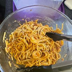 I added some extra lemon juice and chilli flakes. I cooked down & added some cornflour to some of the sauce at the end to make it a bit thicker