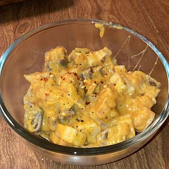 so bomb! i didn’t even need to use a blender to get a good saucy consistency- i just mashed everything together with a wooden spoon. however, i did need to roast the squash for longer than the directions stated, probably 45-60 min