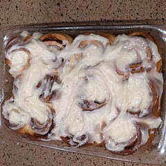 The heavy cream and maple extract is a MUST! Mine cooked in just under 20 minutes. These are the BEST cinnamon rolls I have ever had.
