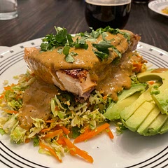 Doubled the peanut butter and added salmon broiled with chili oil.