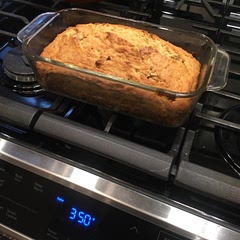 Used bread flour as I was out of all purpose. Turned out great. 60min exactly in my Samsung oven.