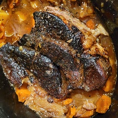 Easy crock pot recipe. I added a whole yellow onion, and it turned out delicious.