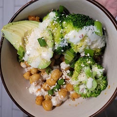 I made this with additions and minus the kale. 

Additions: 
- paprika
- curry powder
- pinch of red chili flakes
- sesame seeds
- green onion

Sub:
- instead of kale, used avocado slices

Never been into the whole Buddha bowl trend until trying this. Now it's going to be a dinner style I'll use as my go to in this house!