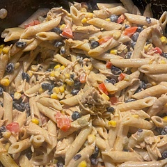 This was super delicious. I did a slow simmer cook for the chicken in 1 can tomato sauce, 1 can water, and 2 cups chicken broth. Shred as it cooks. Simmer for an hour. Then use for the recipe.