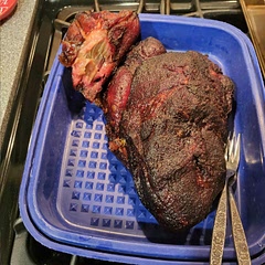 This is my first dish I've smoked and it's delicious! This rub / brine is awesome. I cooked it to at 225° until pork reached 200°. Pairing with Stubbs Original BBQ sauce and sweet Hawaiian rolls.