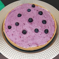 Took 20 minutes longer to reduce blueberry mixture. Had to add an additional 40g of biscuit for base (since ingredients don't mention the amount of sugar the method refers to). Blueberry filling overflows biscuit base, so added an upwards gradient towards the centre.