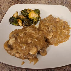 Added mushrooms because duh.  And served with side of roasted garlic brussel sprouts.