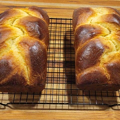 Braided instead of dividing into six rolls per loaf, did the overnight proof. Used these for Alton Brown's french toast recipe last year and again this year, so delicious!!