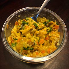 This recipe was good! I made a couple changes—1) used juice from one whole lemon instead of just a tablespoon; 2) added one habanero pepper for some crisp clean heat; 3) seasoned the chicken before cooking; 4) added more of the spices than the recipe calls for. 

Overall, I enjoyed this recipe. I’ll likely add it into my meal plan rotation to change things up a bit. If you are using this for a meal plan, I’d suggest not adding the lemon to the pot right after cooking. Instead, put it to the side until right before you eat each meal. 

The raisins add a nice sweetness that complimented the heat from the habanero and the lemon juice was necessary to help cut through the heavy spices.