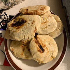 Dough was hard to form the pupusas. The pork/peppers/onion mix could use some spices and you could make about 1/4 of it and be fine.