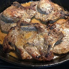 Everyone in the house loved it!! I put it in the oven in a cast iron skillet on 400f. It kept the crispness from me searing it! The husband even asked if there was anymore! So in my books that’s A Plus
