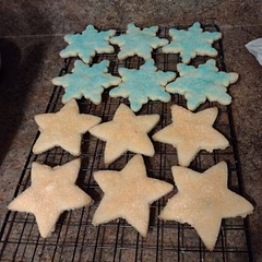 Cannot vouch for the frosting, but this is my forever sugar cookie recipe. I added 1/4 tsp of almond extract for more complex flavor, chilled the cut cookies in the fridge before baking. They didn't spread and were soft, chewy, and delicious.