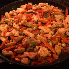 We made several tweaks to this recipe but it turned out really well. We first sautéed the chicken and then added bell pepper, carrot, red onion, and peas. For the sauce we used ginger paste (lots of it!) instead of ginger powder, and also added sriracha and red pepper flakes to give it more spice. Very tasty!