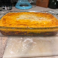 Takes a bit of time to prepare, but it is delicious. Even my picky four year old eats it!
Used heavy cream because I didn’t have half and half and it ended up  holding its shape once on the plate.