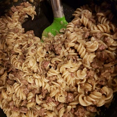 This is our go-to because it is dairy free. We make it gluten free by using gluten free noodles. Pretty yummy, I think.