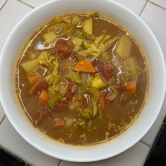 This is a quick and easy soup that makes several leftovers. I added tomatoes and cabbage too.
