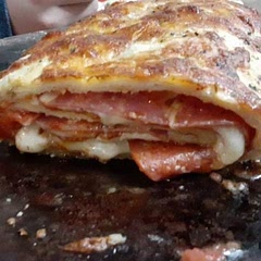 Delightful flavor, made my own pizza dough and my own sauce. Still was quick!
Added Asiago cheese,  just a bit,  for flavor.
