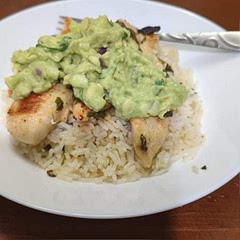 I made it with cilantro lime rice. In the avocado topping. I added some chopped up red onion