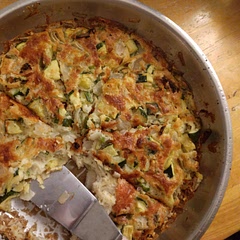 I really like this recipe. It is easier than quiche but with similar flavor!