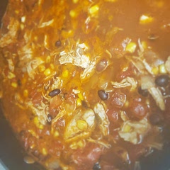 This soup was super easy to make and it tasted great leftover.  I topped it with cheese and tortilla chips.