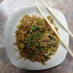 Simple and delicious. Tasted very authentic. One of those recipes where prep has to bew done before you start cooking. I used white carrots and baby pak choi (hense the lack of colour in the dish).