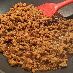 I added onion powder, doubled the sauce and thickened with a slurry. It was a bit salty, might decrease the soy or do 1.5x the sauce and not reduce as much. Still tasty!