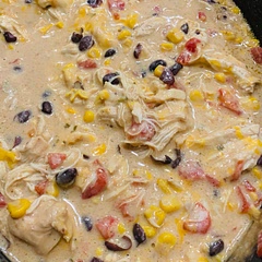We added another chicken breast to the mix and cheddar cheese. Was pretty good. Very easy to throw together.