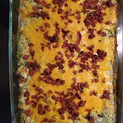 Easier to use microwave steamed broccoli. Next time I will cook the chicken in the air fryer to see how that works. Used bacon crumbles from Costco. Turned out good, we liked it. Might use less broccoli next time.