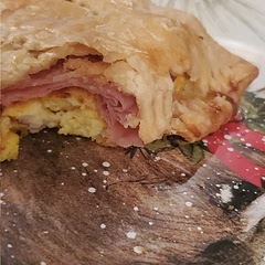 Used this recipe more as reference. Added scrambled eggs and enlarged the size similar to a hot pocket.