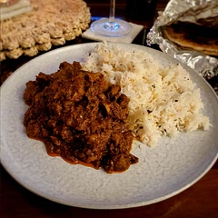 Fantastic flavour. Made with pork shoulder and cooked down for 2 hours. Added fenugreek, black cardamom, a little cinnamon and more peppercorns. Whole spices, well toasted.