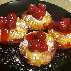 Super easy and delicious! I put more cherries on top and powdered sugar instead of the icing so yummy!