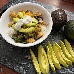 Quick and tasty. I added a couple extra poblanos, an extra half pound of chicken and a bit more black beans to stretch it further. I will sub brown rice for white next time, and maybe cook it in broth for more flavor.