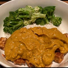 Really good and easy! Could use a bit more punchyness from spices. Cut the recipe in half. Would make again! Used tofu and not the sweet potato.