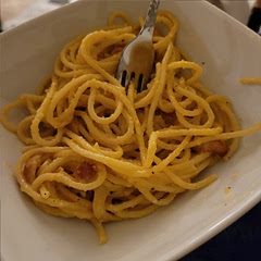 I used bacon because I didn't have any pancetta. Was very tasty! 
I found it super easy and I kept garlic in because we love garlic ( used crushed garlic instead)