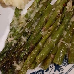 This is one of my favorite recipes, I use it all the time. And it's the only way I will eat asparagus, I made it tonight, and instead of regular Parmesan cheese, I used vegan Parmesan cheese. Just as delicious, just as quick and easy, and I will always use this recipe for asparagus.