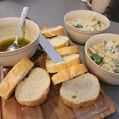 Had it with a side of french bread with pesto. Could,nt ask for a more filling dish. It is strong with onion so if you want a milder taste of it I would use chives. Amazing to try. Will have good amount of leftovers.