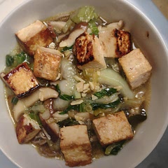 I liked this recipe and would make it again. What's changed: 1) I messed up on cutting the bok choy and cut it width wise instead of length wise. Don't do that. The texture would have been better. 2) I fried the tofu in some more tamari before putting it in the soup. I do recommend that. 3) I used a chicken bouillon for the stock because it's what I had on hand. I think it was really good.