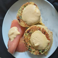 First time was a little salty so I added less salt next time.  I also added some parmesan cheese,  sliced spring onion and sundried tomato. Topped with hollandaise sauce. Delicious!