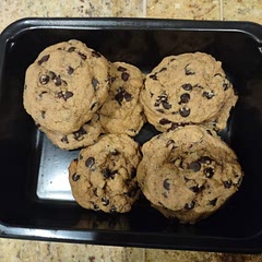 Halved the recipe which produced 16 cookies. Plenty. Baked for 12 minutes. Says not to overbake. They will still soft and yummy. Used whole wheat flour.