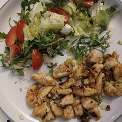 Added chilli flakes instead of red pepper flakes and extra garlic. Left a lovely kick on the tongue.  Served with salad fir freshness.