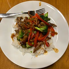 Made with bell pepper, broccoli and onion. Skipped ginger because I didn’t have any. Put over rice. It was great! Will make again.