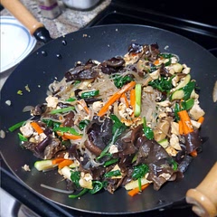 Added sliced black fungus to mine, and I recommend doubling the amount of sauce (and potentially extending the cook time to allow it all to soak in).